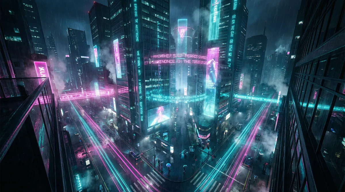 贤者之爱下载 竖屏短剧平台首页背景 - 赛博朋克都市夜景